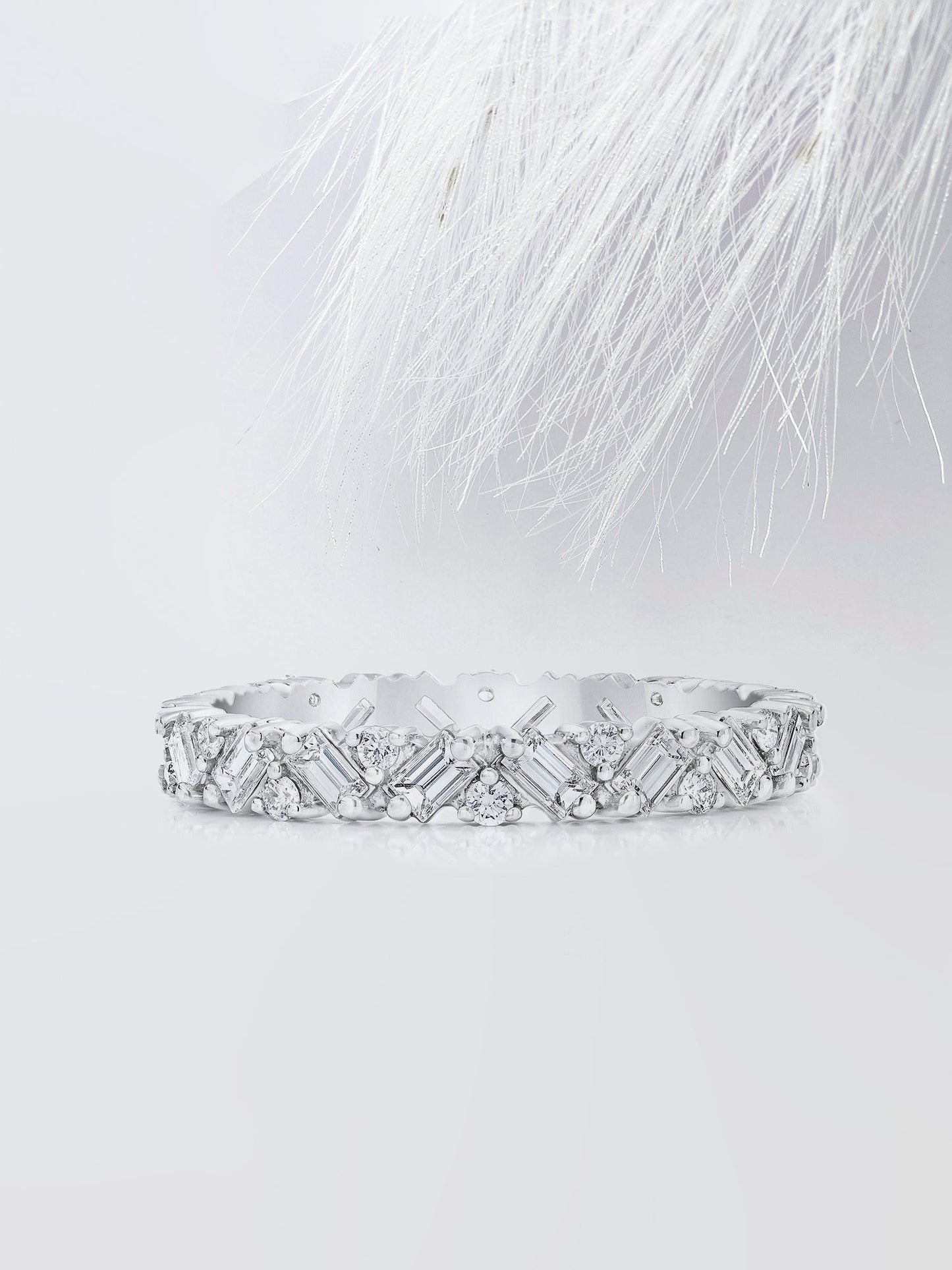 Round & Emerald Cut Cluster Diamond Wedding Band For Women