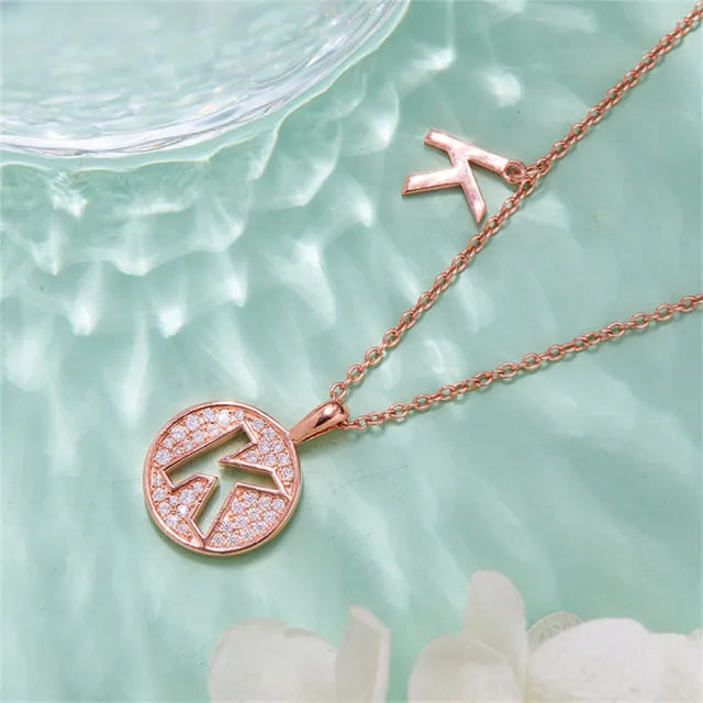 \ K \" Letter Moissanite Diamond Necklace for Women"