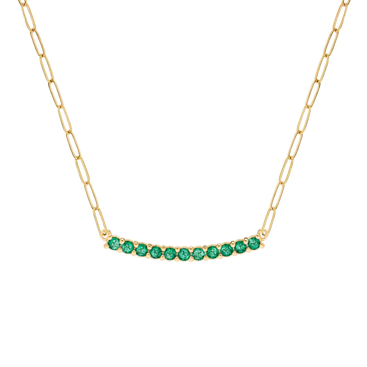 1.32TCW Round Cut Emerald Moissanite May Birthstone Necklace