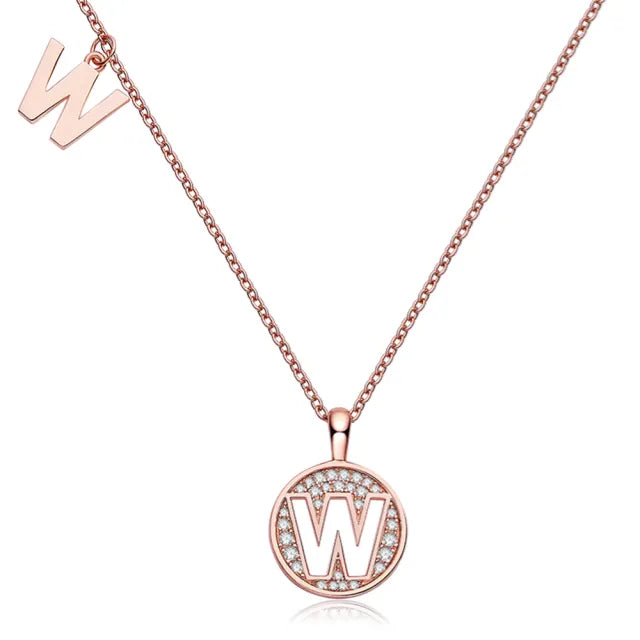 \ W \" Letter Moissanite Diamond Necklace for Women"