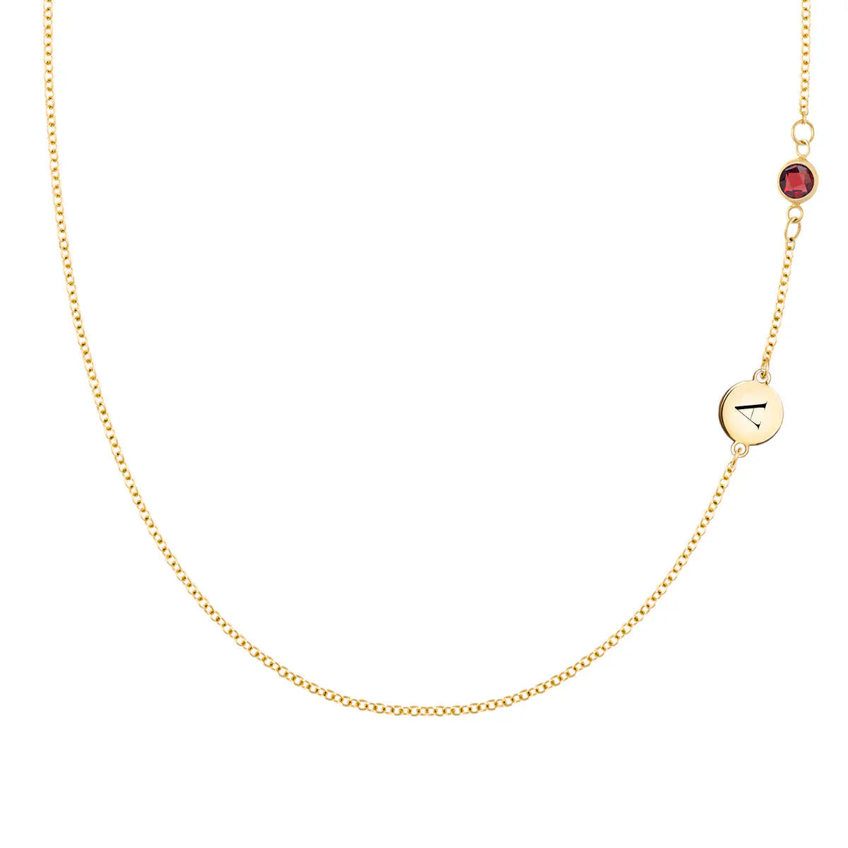 0.25CT Round Cut Customized Moissanite January Birthstone Necklace