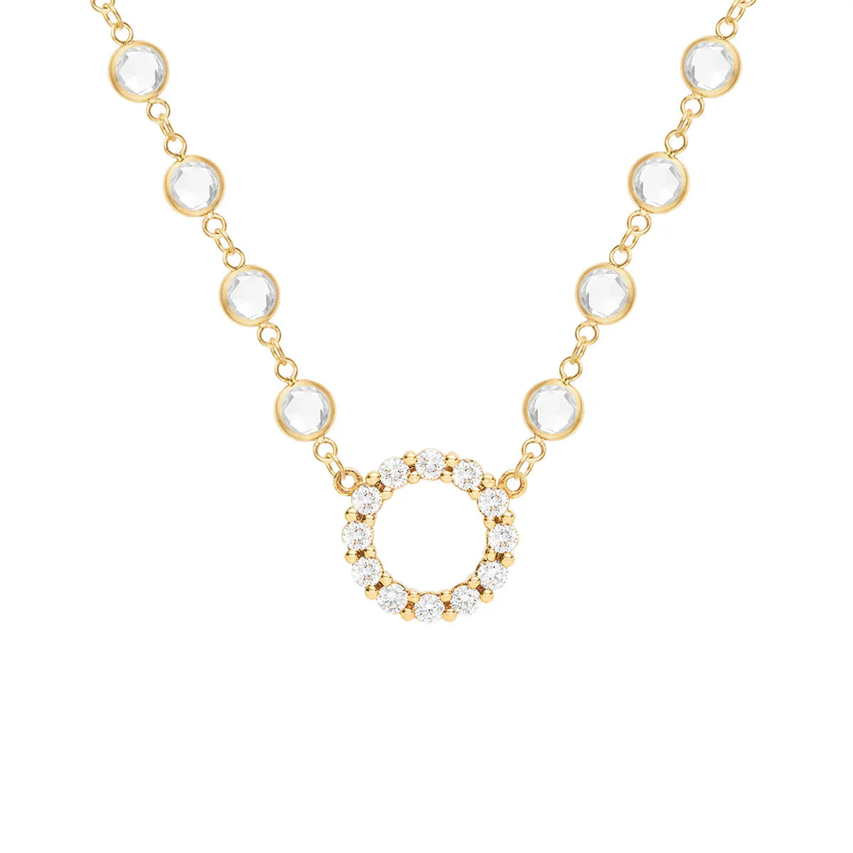 10.18TCW Round Diamond Open Circle Moissanite April Birthstone Necklace