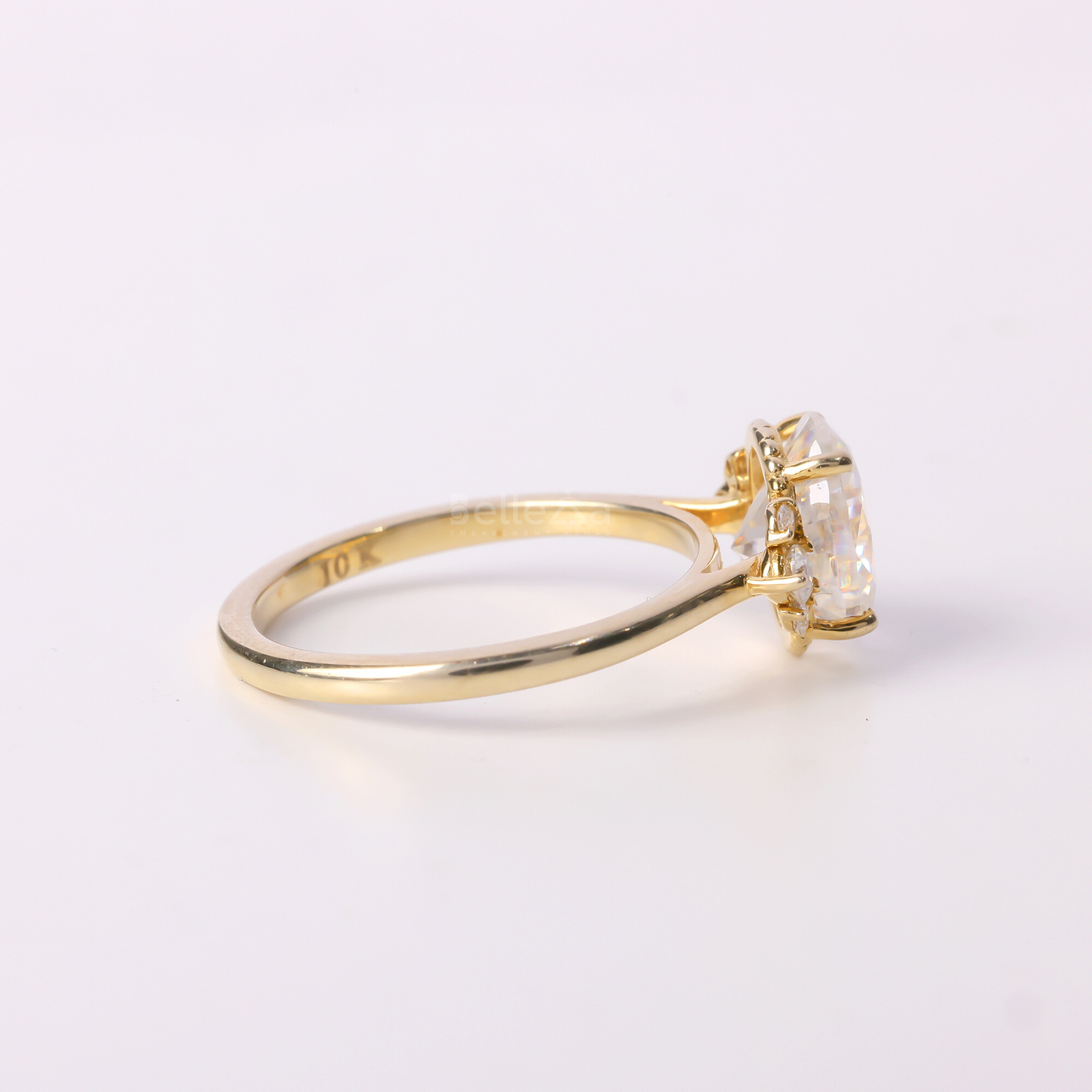 1.0CT Oval Cut Cluster Moissanite Engagement Ring - Ready to Ship