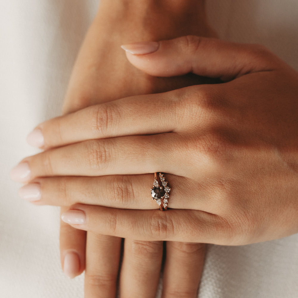 0.18 TCW Round Moissanite Curved Wedding Band