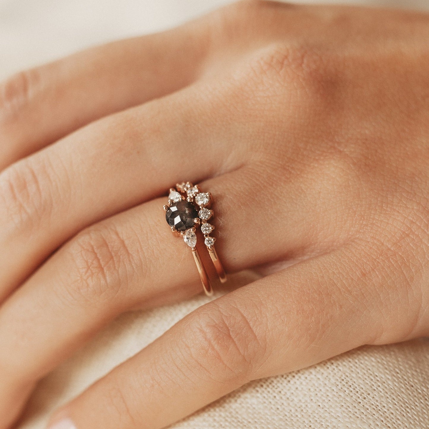 0.18 TCW Round Moissanite Curved Wedding Band