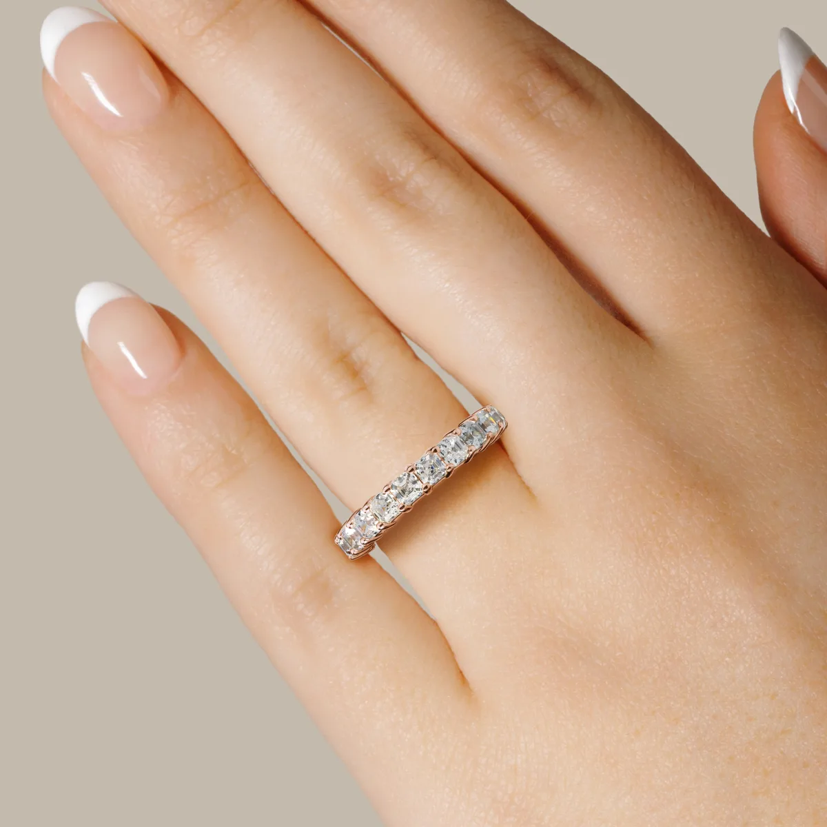 Round Cut Semi Eternity (3\\4) Diamond Wedding Band For Women