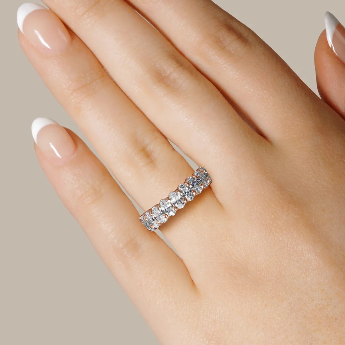 Oval Cut 3/4 Eternity Diamond Wedding Band For Her