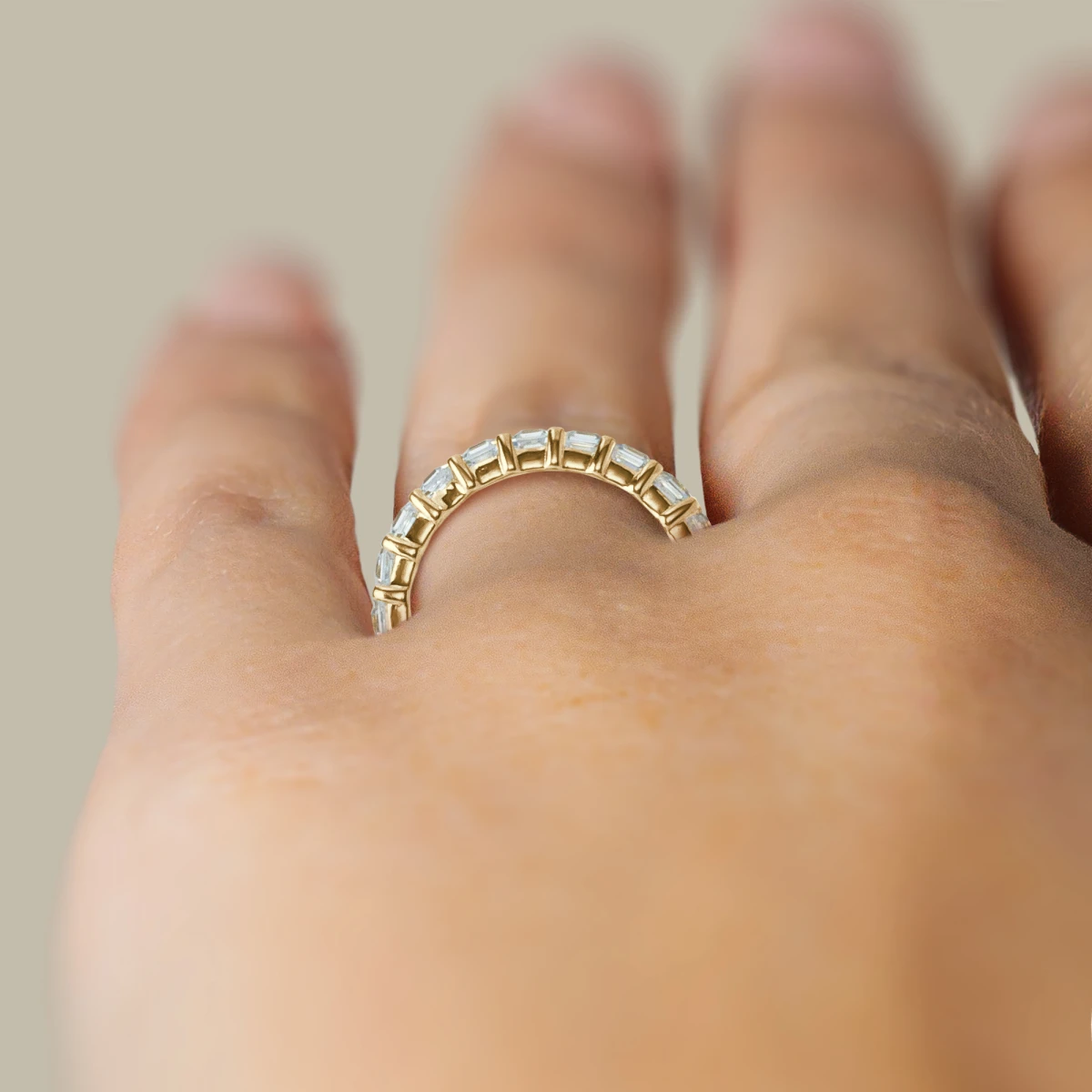 Round Cut Semi Eternity (3\\4) Diamond Wedding Band For Women