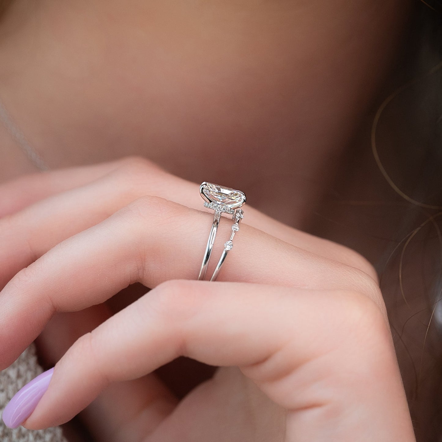 3.0 CT Radiant Moissanite Hidden Halo Engagement Ring
