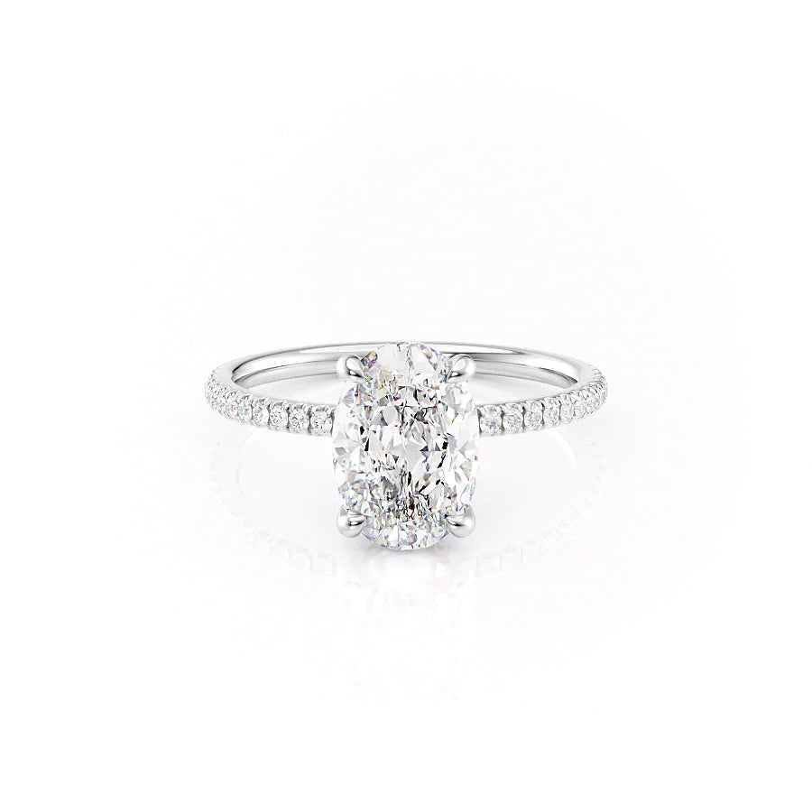 3.0 CT Oval Moissanite Hidden Halo Pave Setting Engagement Ring