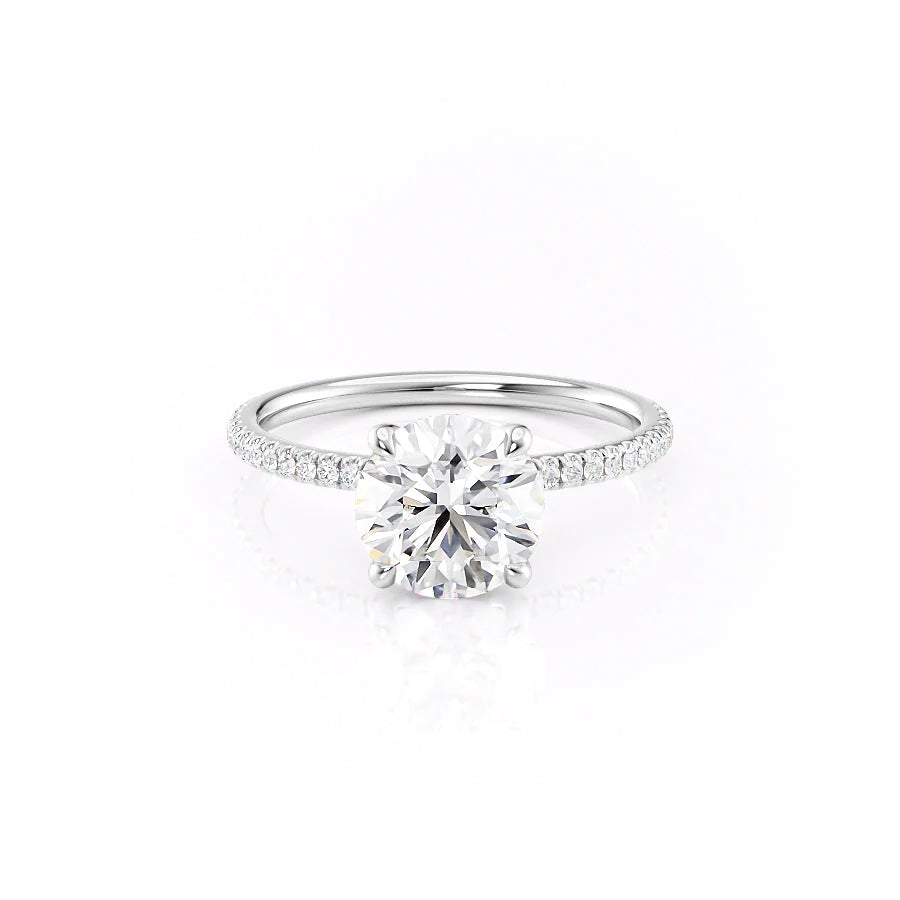 2.0 CT Round Moissanite Hidden Halo Engagement Ring