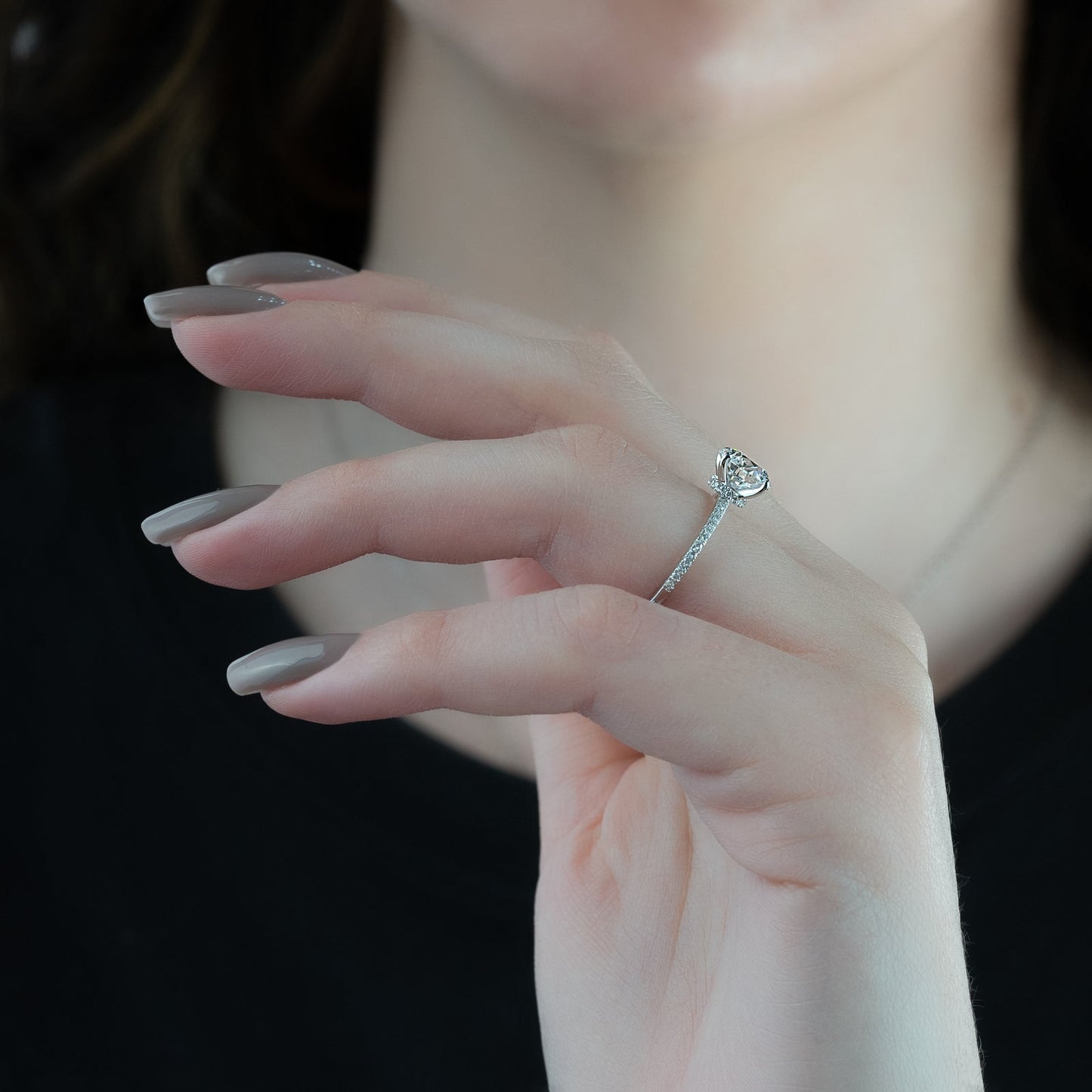 2.0 CT Round Moissanite Hidden Halo Engagement Ring