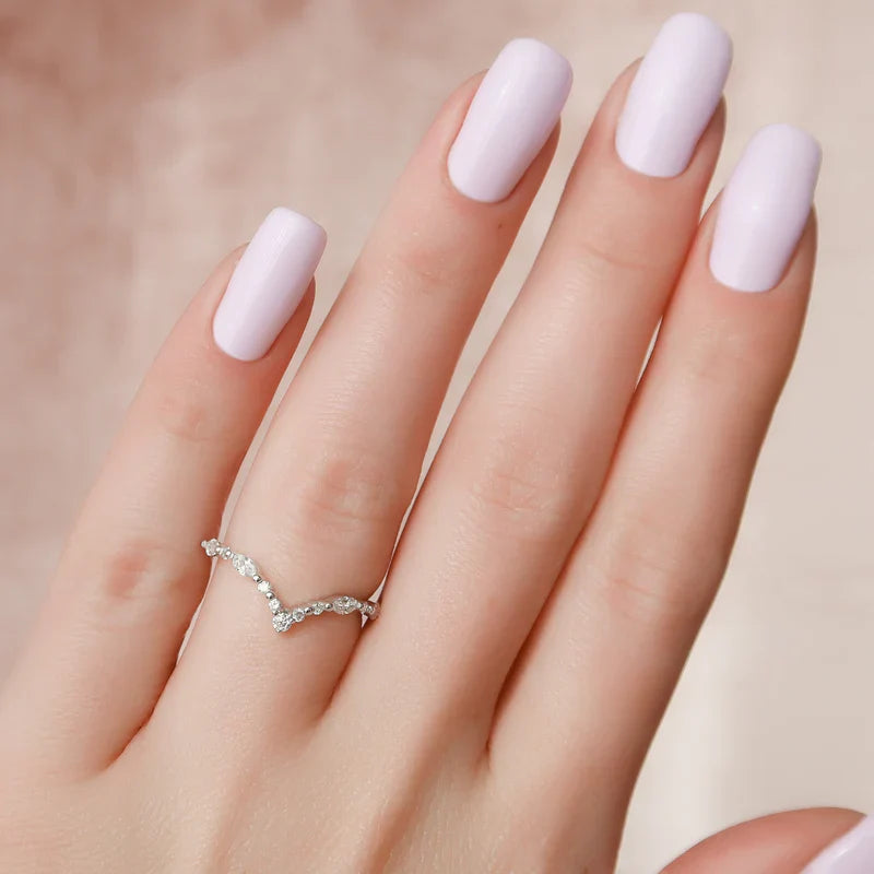 Marquise & Round Cut Curved Wedding Band - Ready to Ship