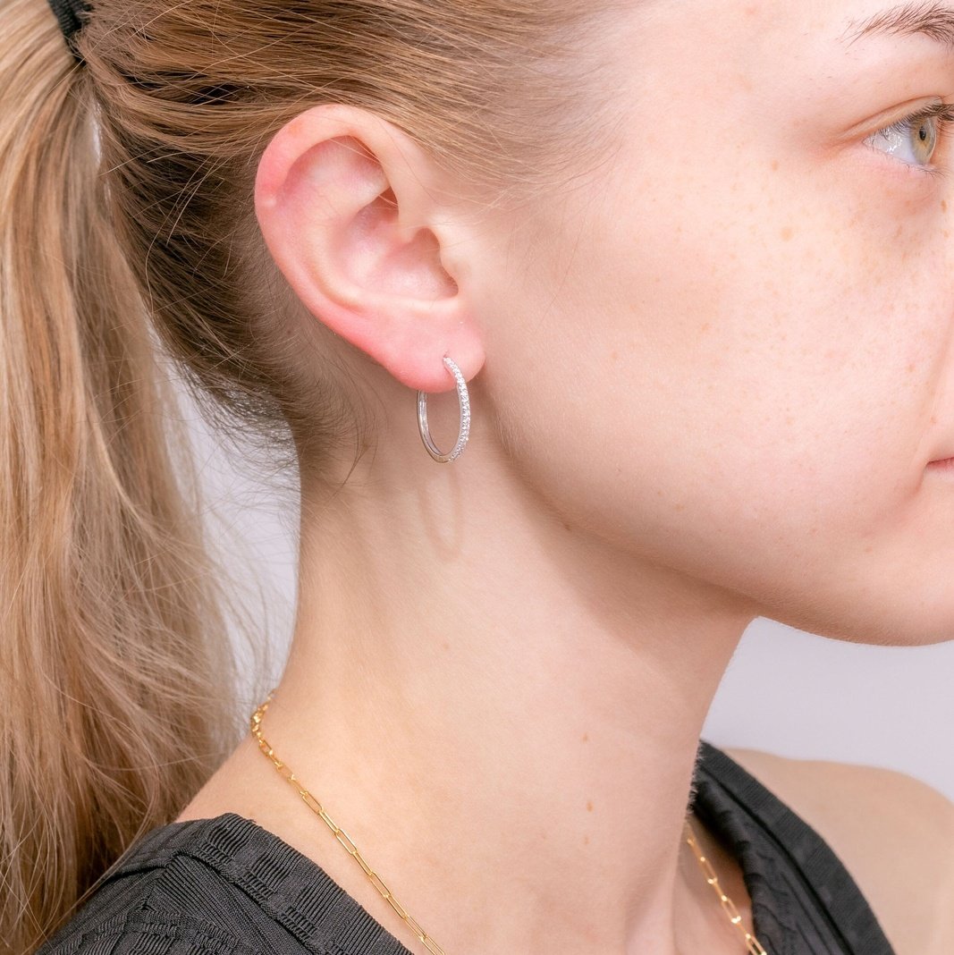0.42 TCW Round Moissanite Hoop Earrings