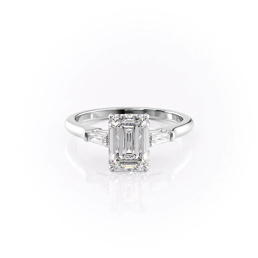 5.0 CT Emerald Moissanite Three Stone Engagement Ring