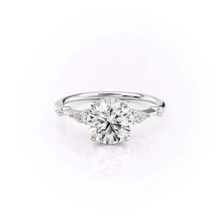 1.50 CT Round Moissanite Hidden Halo Engagement Ring
