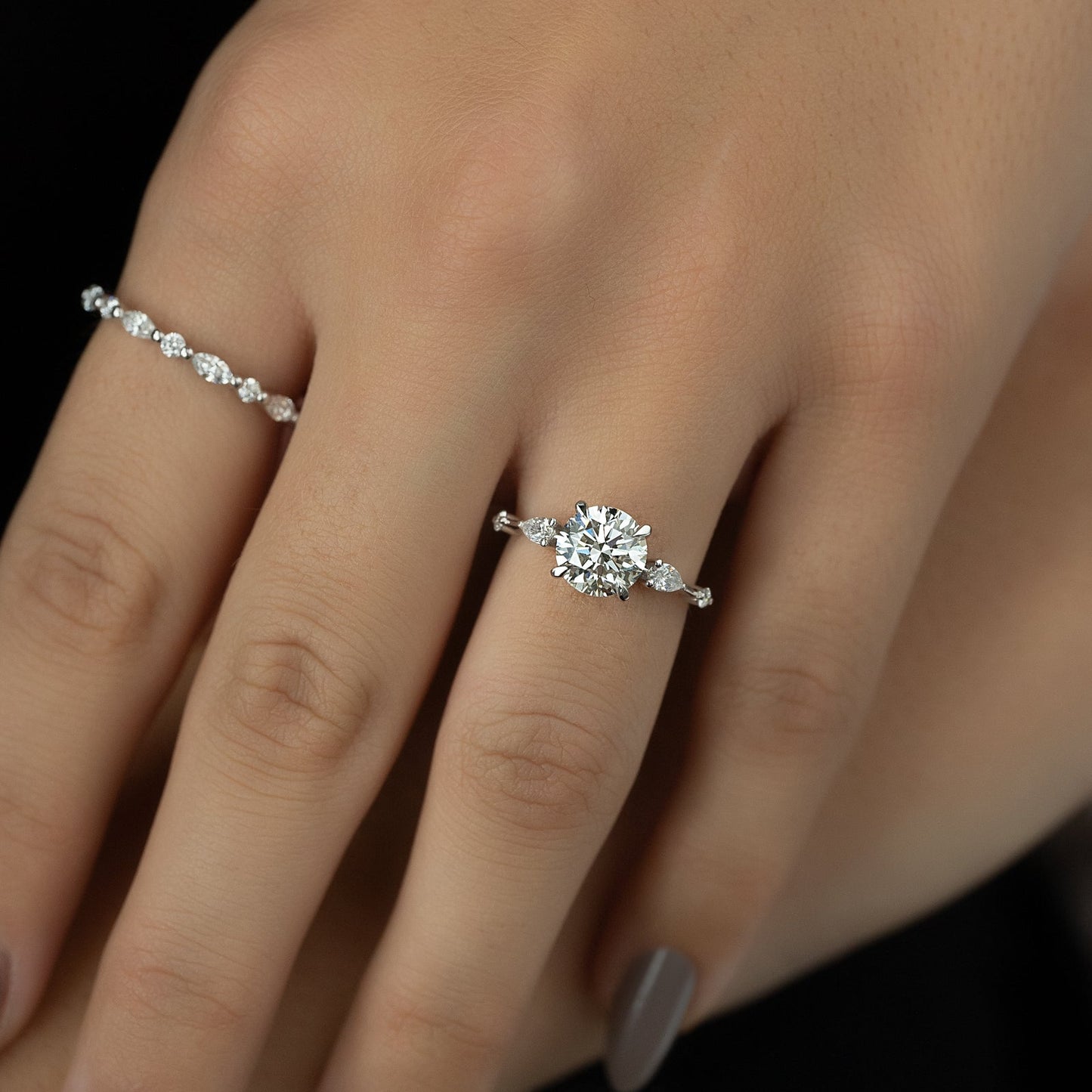 1.50 CT Round Moissanite Hidden Halo Engagement Ring