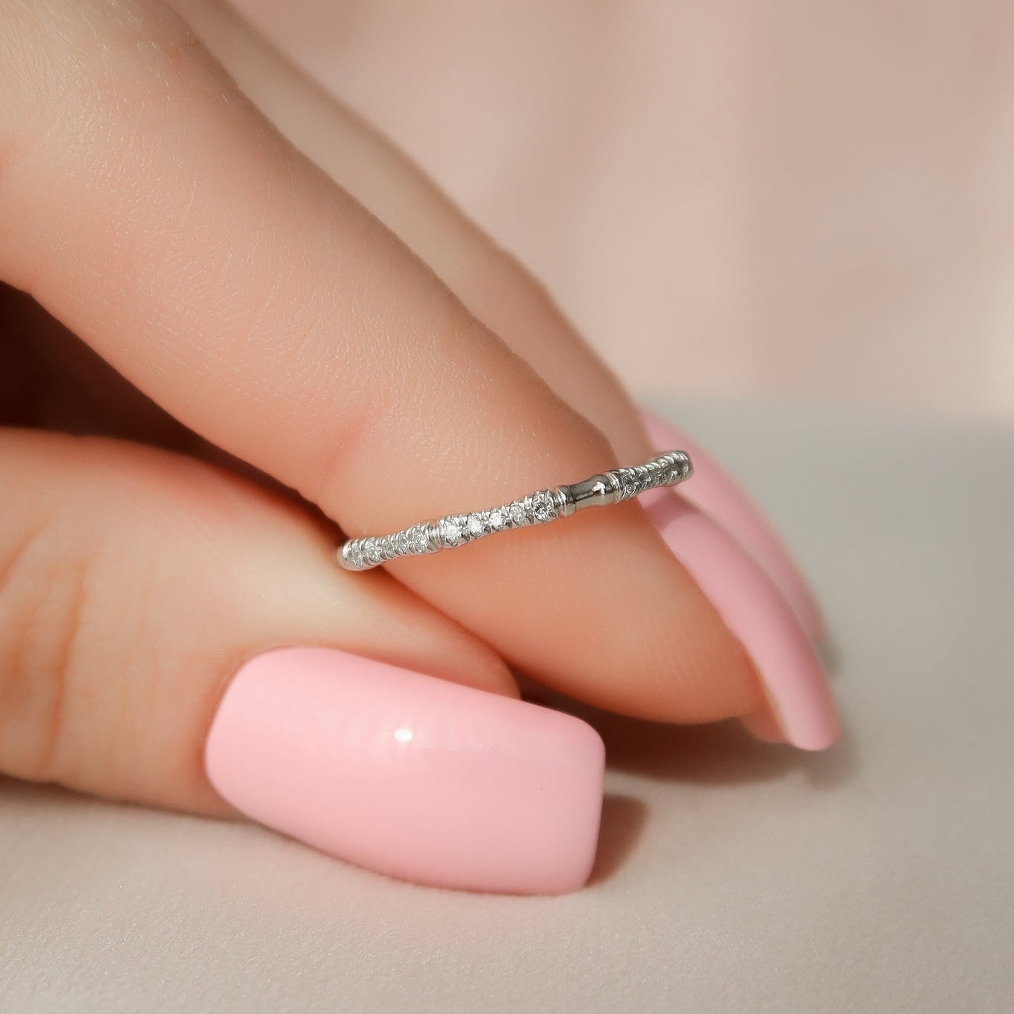 0.10 TCW Round Moissanite Unique Wedding Band