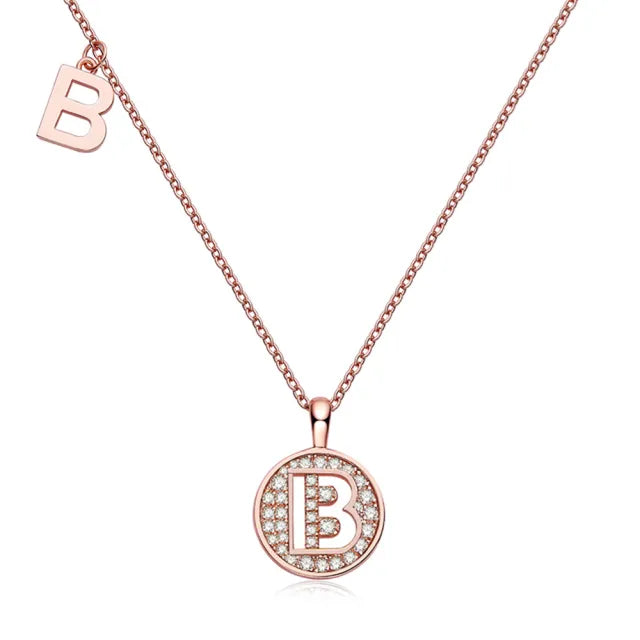 \ B \" Letter Moissanite Diamond Necklace for Women"