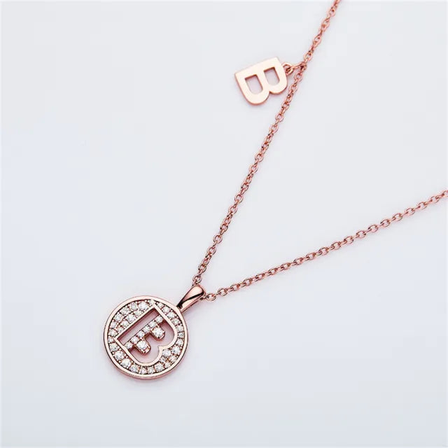 \ B \" Letter Moissanite Diamond Necklace for Women"