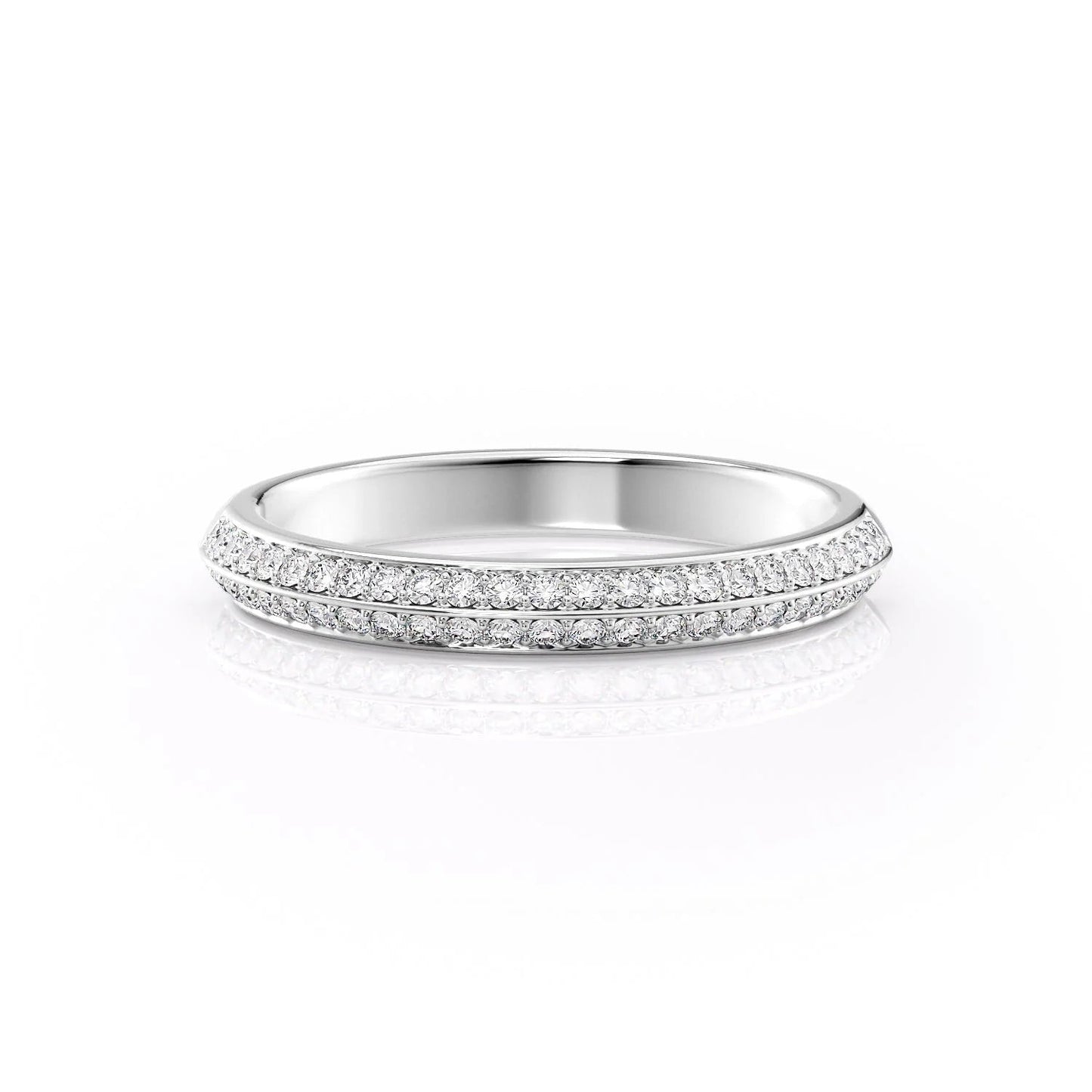 0.25 TCW Round Moissanite Double Row Wedding Band