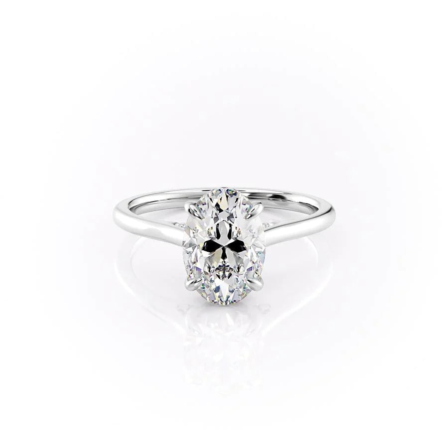 1.50 CT Oval Moissanite Hidden Halo Engagement Ring
