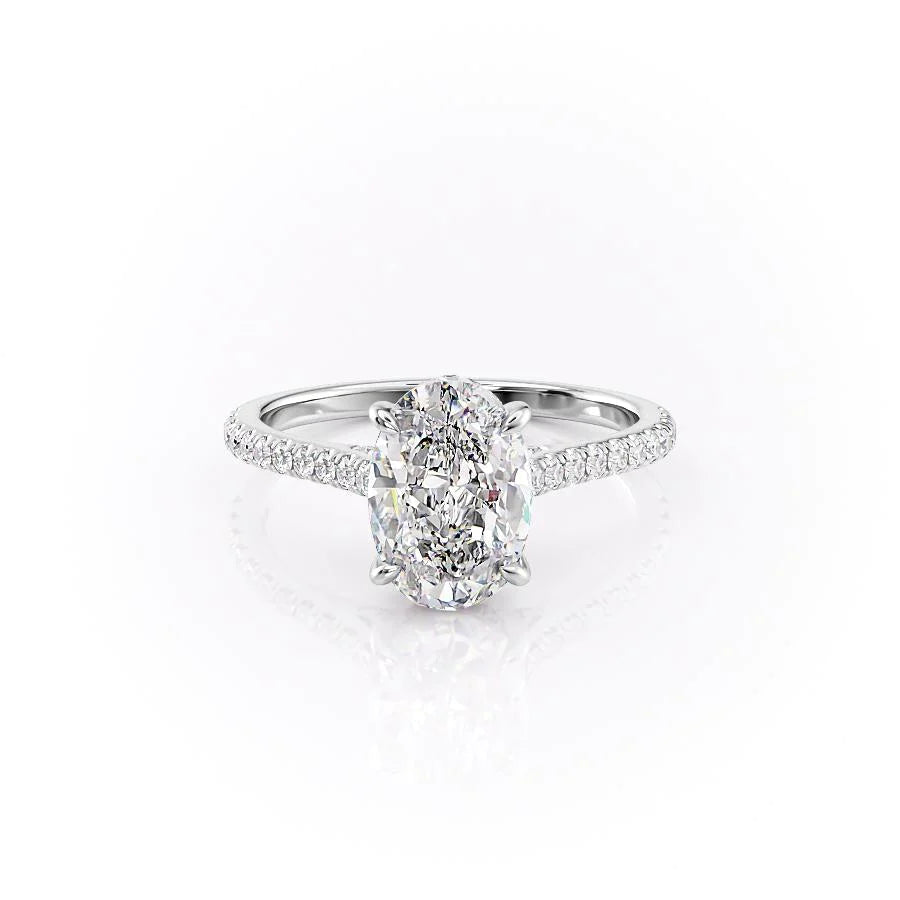 2.50 CT Oval Moissanite Hidden Halo Pave Setting Engagement Ring