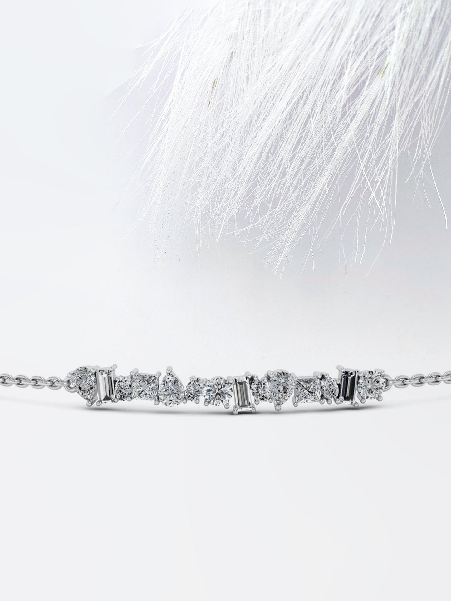 1.83ct Mix Shape Moissanite Cluster Diamond Bracelet For Women