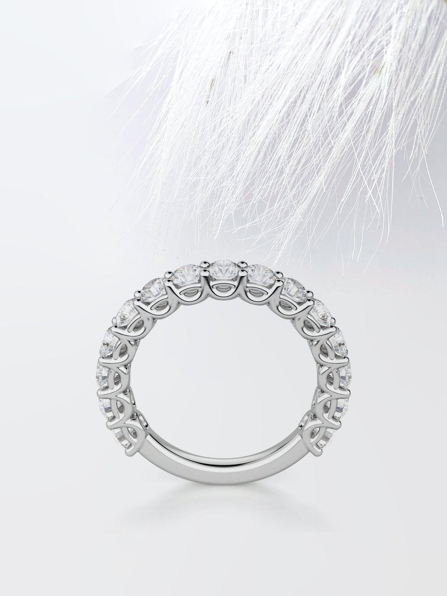 Round Cut Semi Eternity (3\\4) Diamond Wedding Band For Women