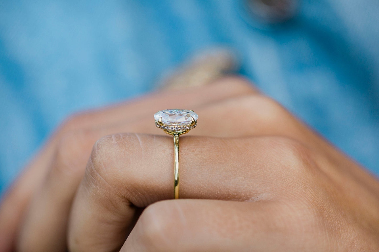 2.70CT Oval Cut Hidden Halo Moissanite Diamond Engagement Ring