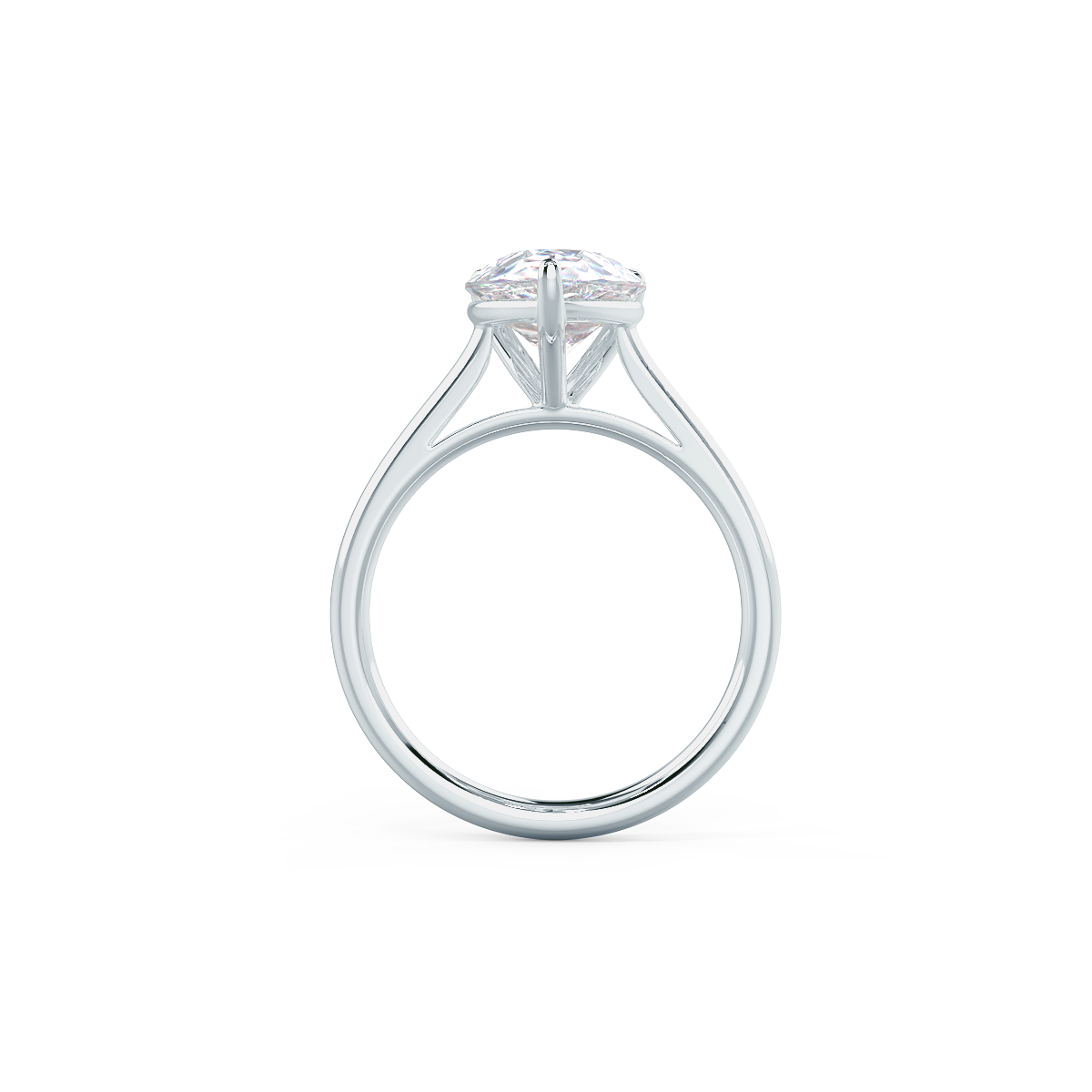 4.0ct Pear Cut Moissanite Diamond Cathedral Solitaire Engagement Ring