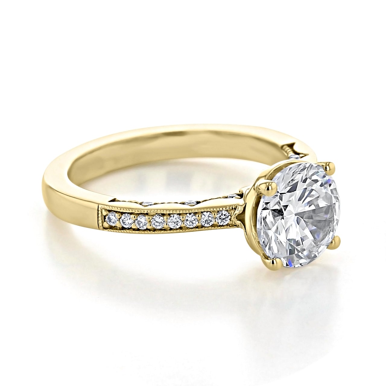 2.0CT Round Cut Vintage Style Moissanite Engagement Ring
