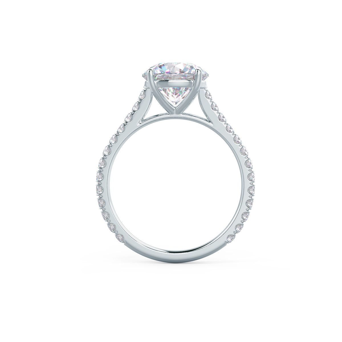 2.0CT Round Brilliant Cut Moissanite Cathedral Pave Diamond Engagement Ring