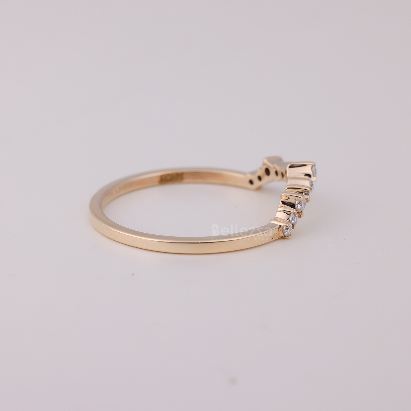 Round Brilliant Diamond Curved Wedding Band - Ready to Ship