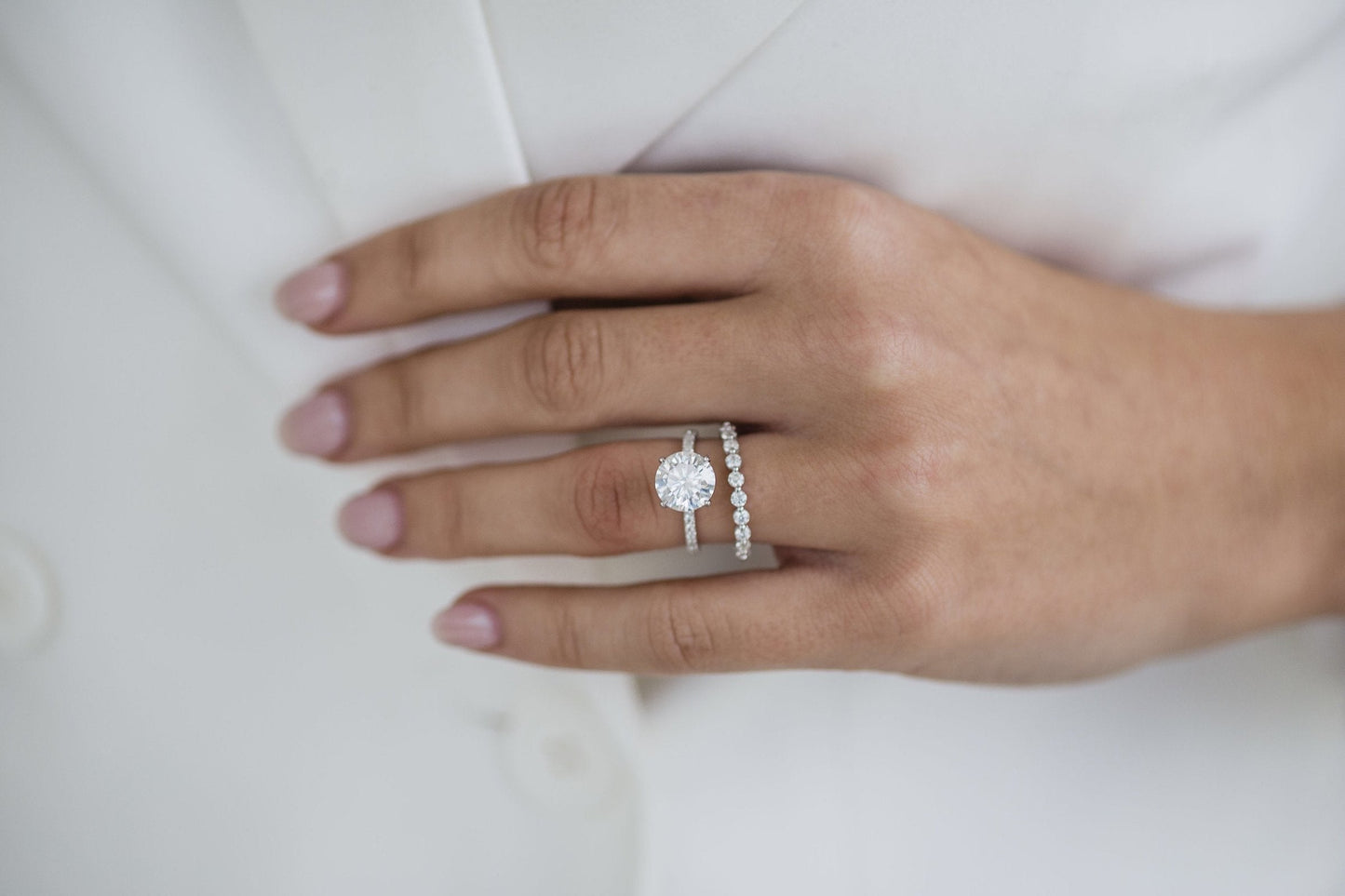 2.50CT Round Cut Hidden Halo Moissanite Diamond Engagement Ring