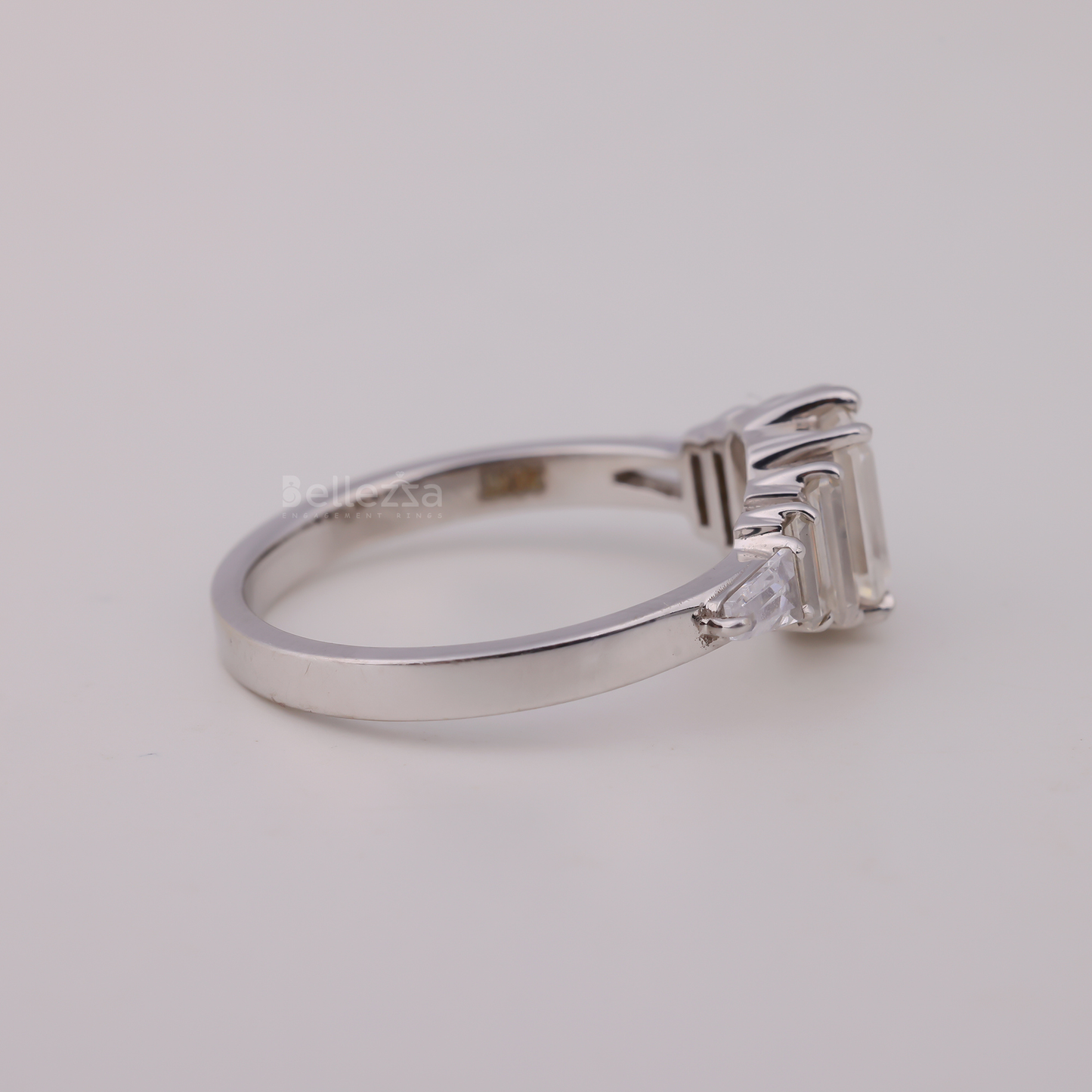 1.0CT Emerald Cut Cluster Moissanite Engagement Ring - Ready to ship