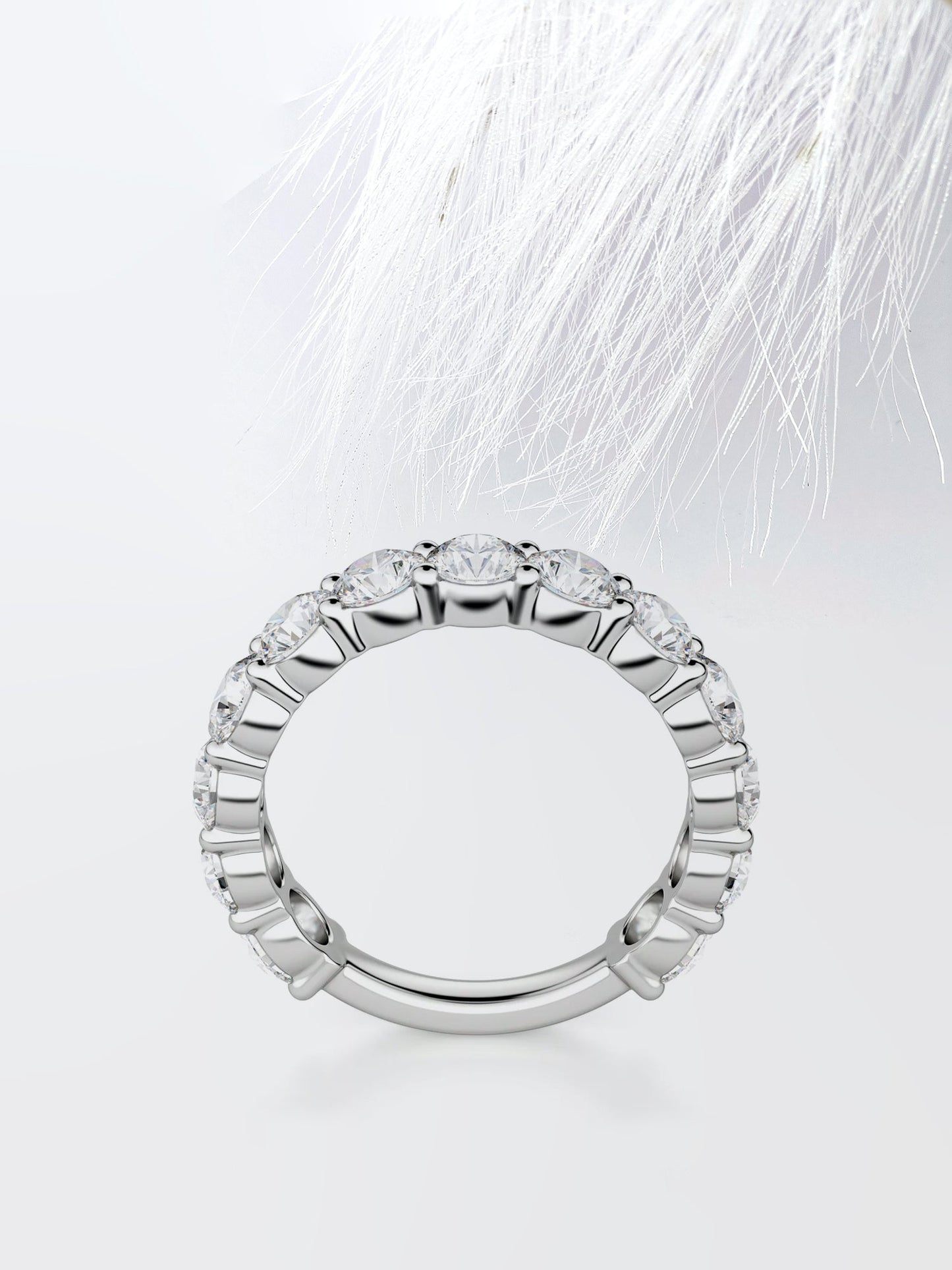 Round Cut Semi-Eternity Band Diamond Wedding Band For Women