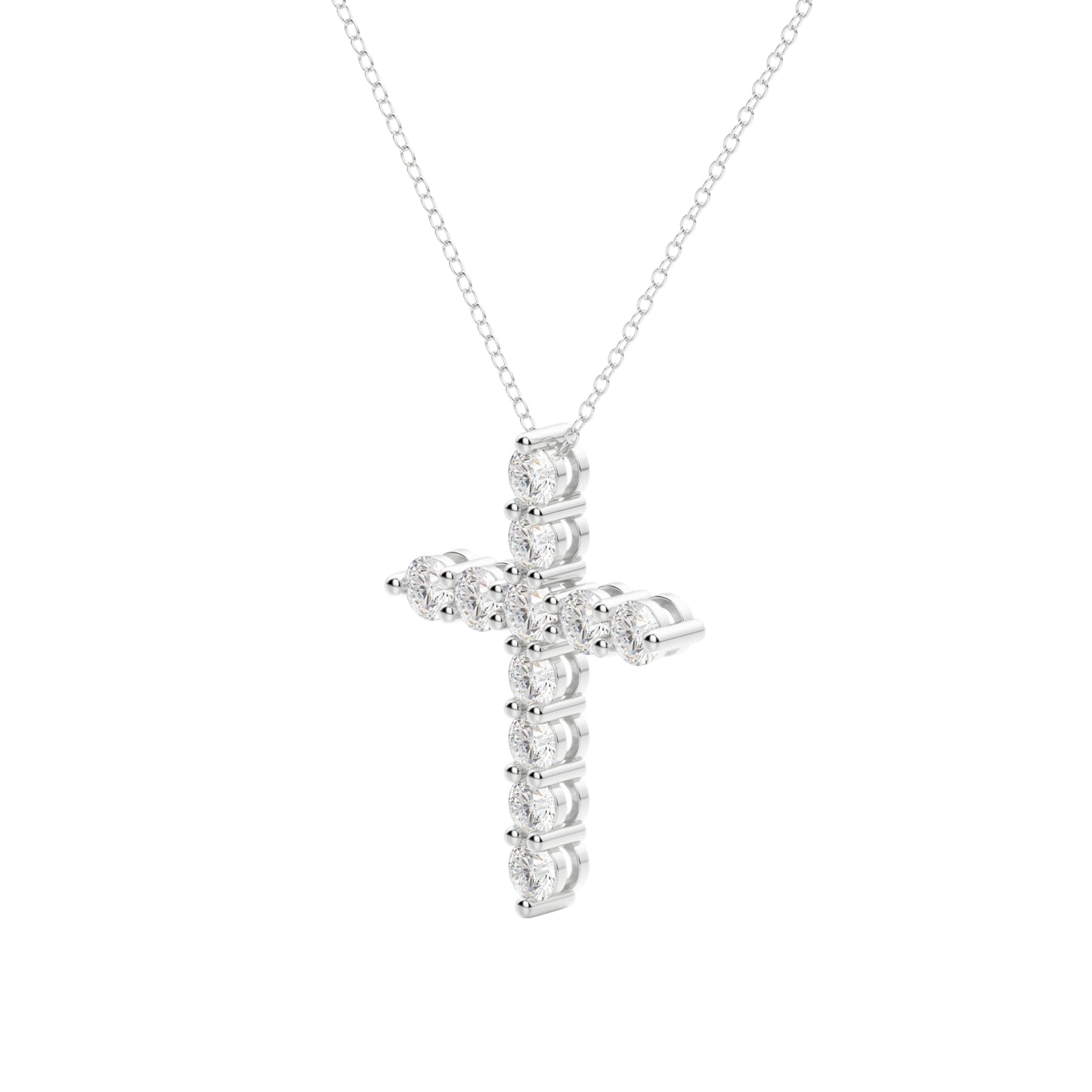 0.17 CT Round Cut Cross Pendant Moissanite Diamond Necklace