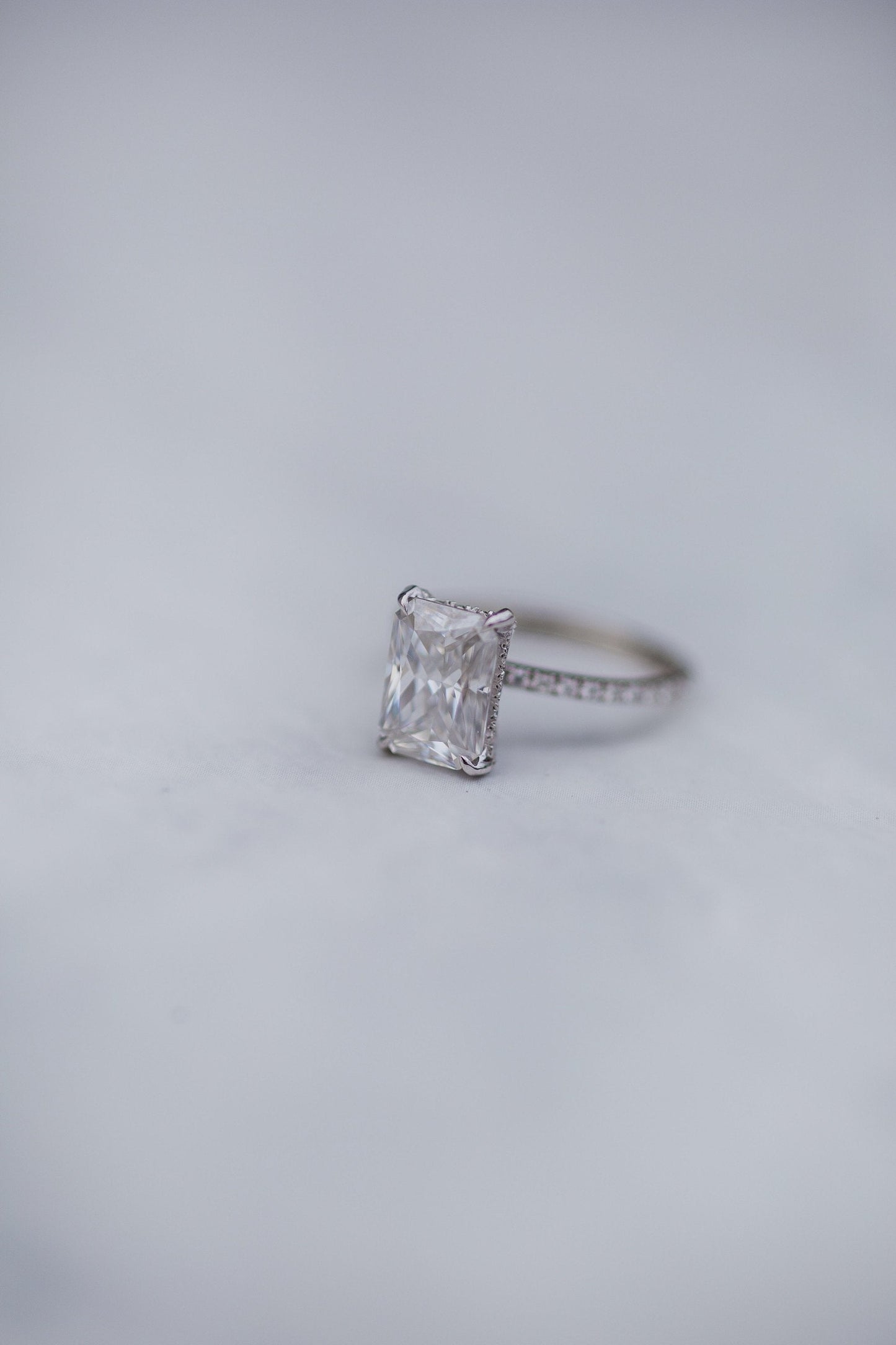 2.70CT Radiant Cut Hidden Halo Moissanite Diamond Engagement Ring