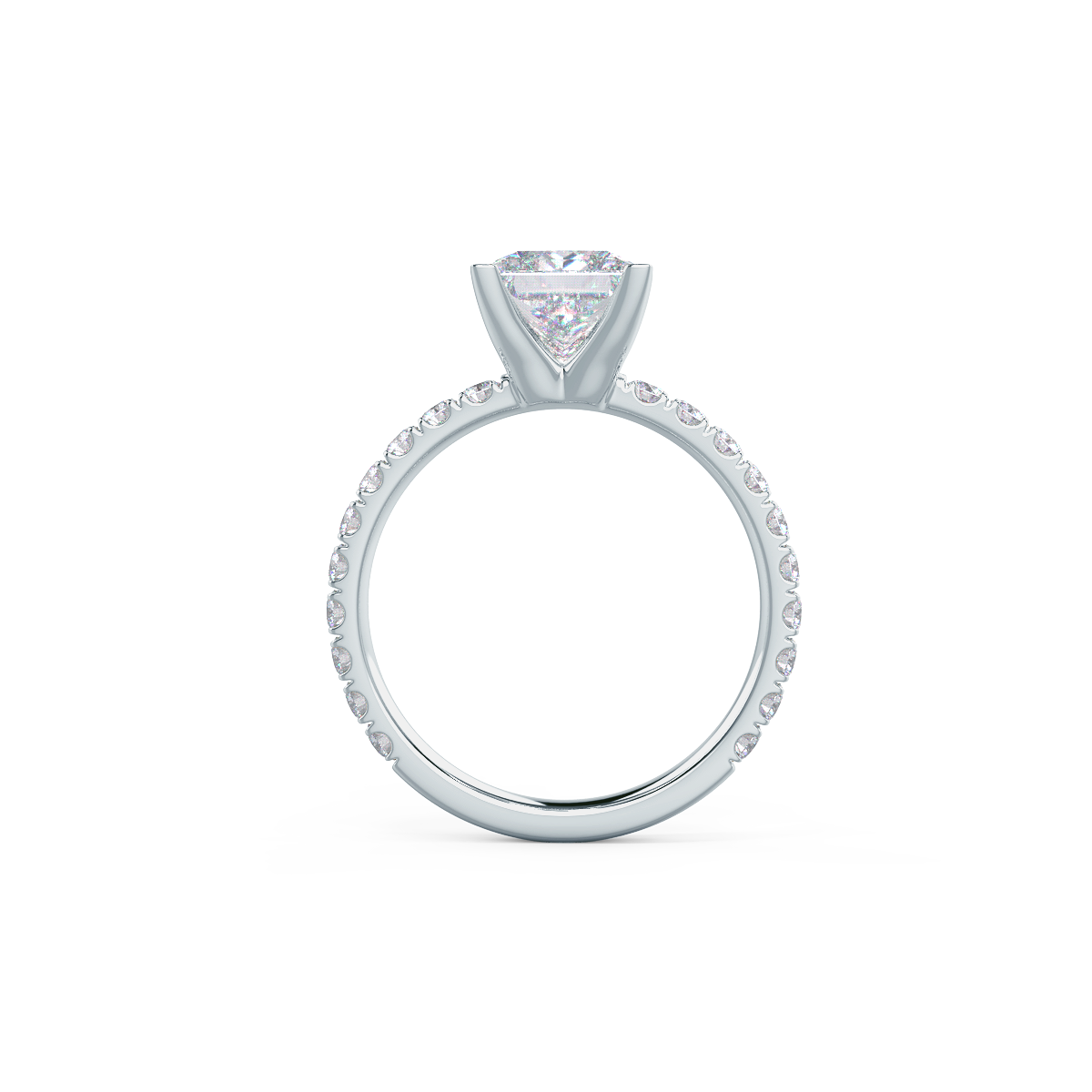 1.50CT Princess Cut Moissanite Classic Pave Diamond Engagement Ring