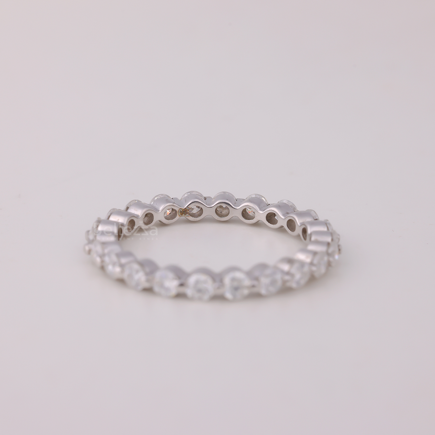 Round Brilliant Bubble Prong Moissanite Wedding Band - Ready to Ship