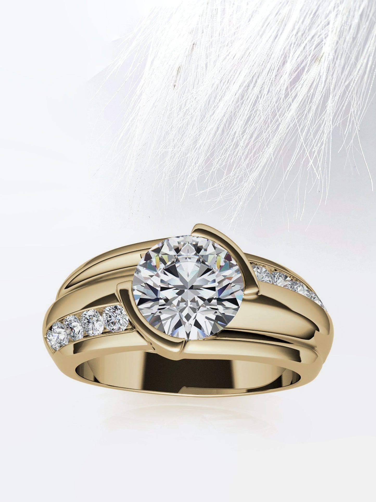 Round Cut Channel Moissanite Men's Diamond Wedding Band