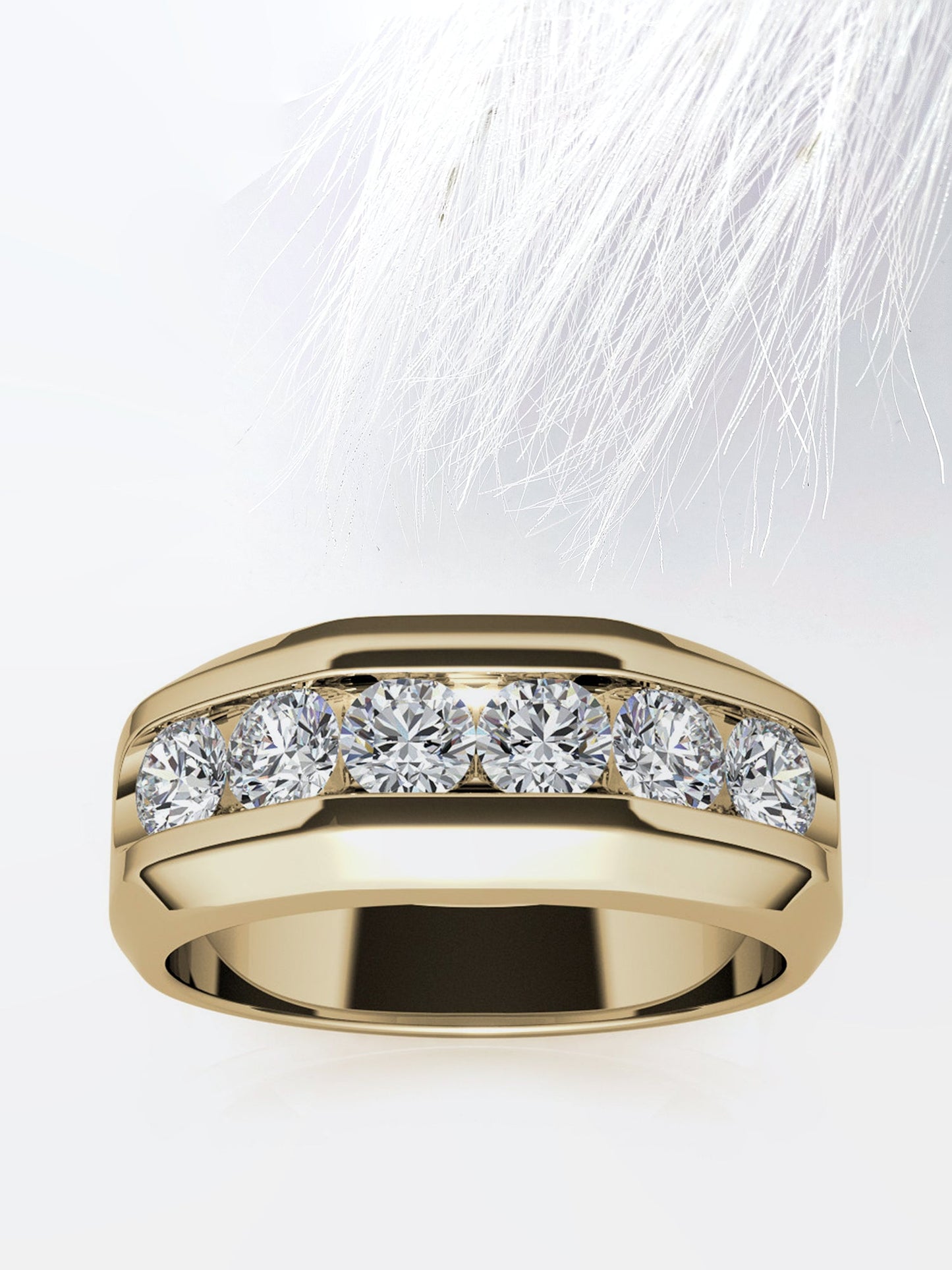 Round Cut Six Stone Moissanite Men's Diamond Wedding Band