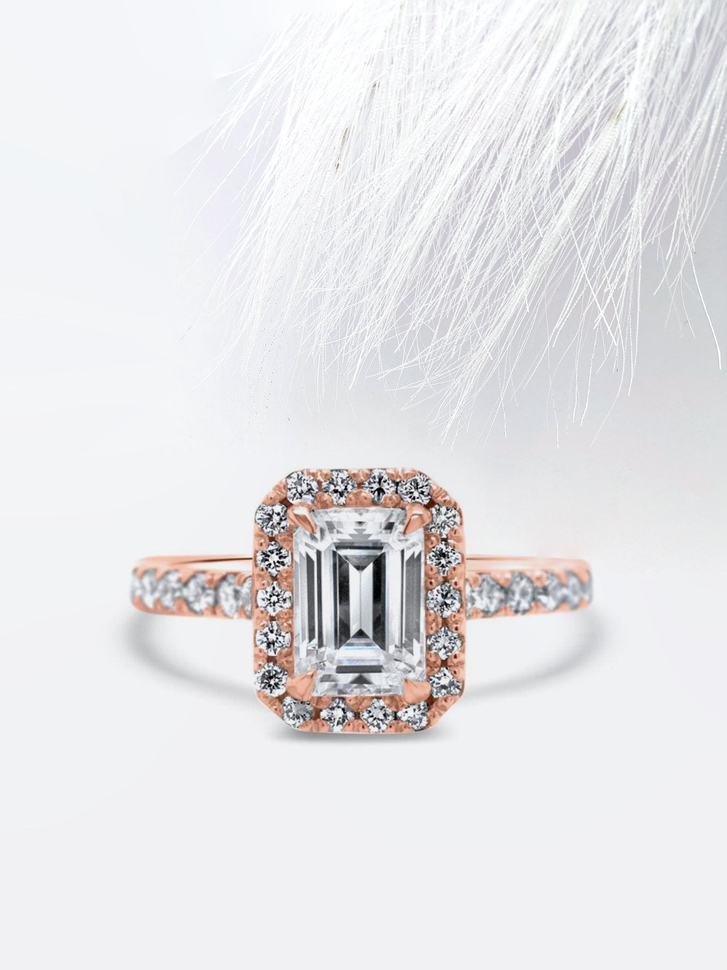 2.0CT Emerald Cut Halo Moissanite Diamond Engagement Ring For Her