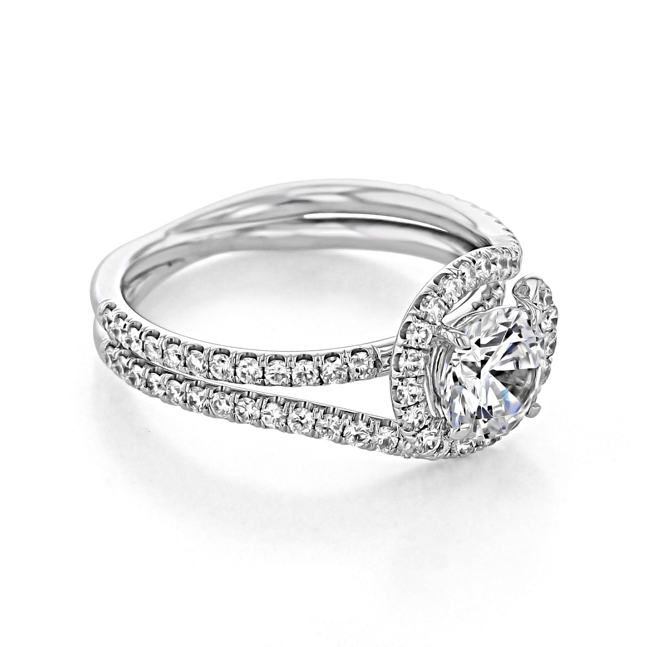 1.0 ct Round cut Halo Moissanite Engagement Ring
