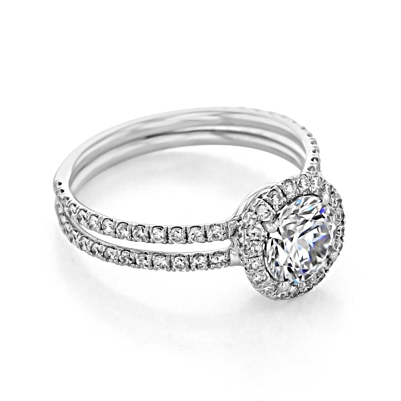 1.0 ct Round cut Halo Moissanite Engagement Ring