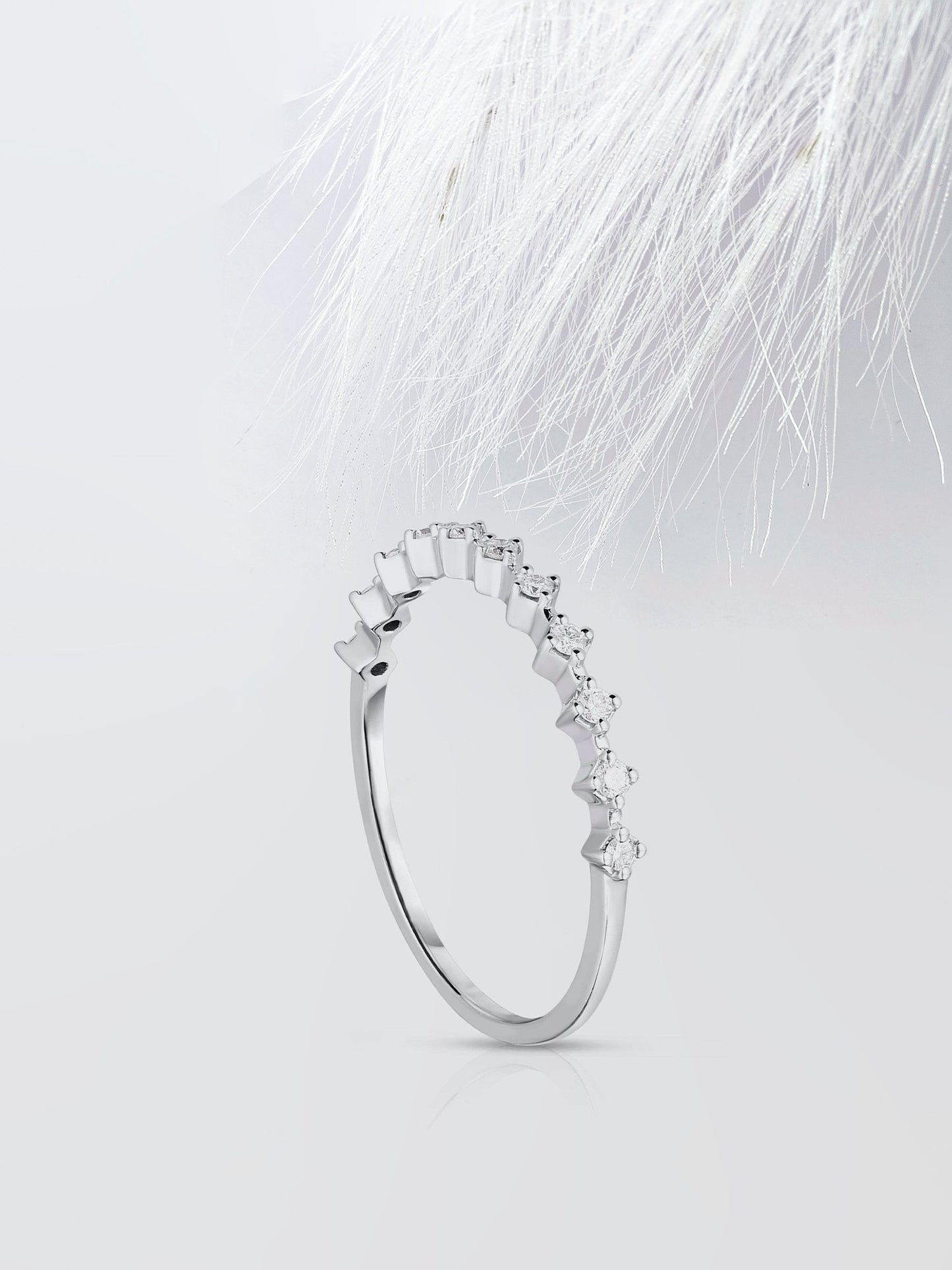 Round Cut Half Eternity Diamond Wedding Band For Women