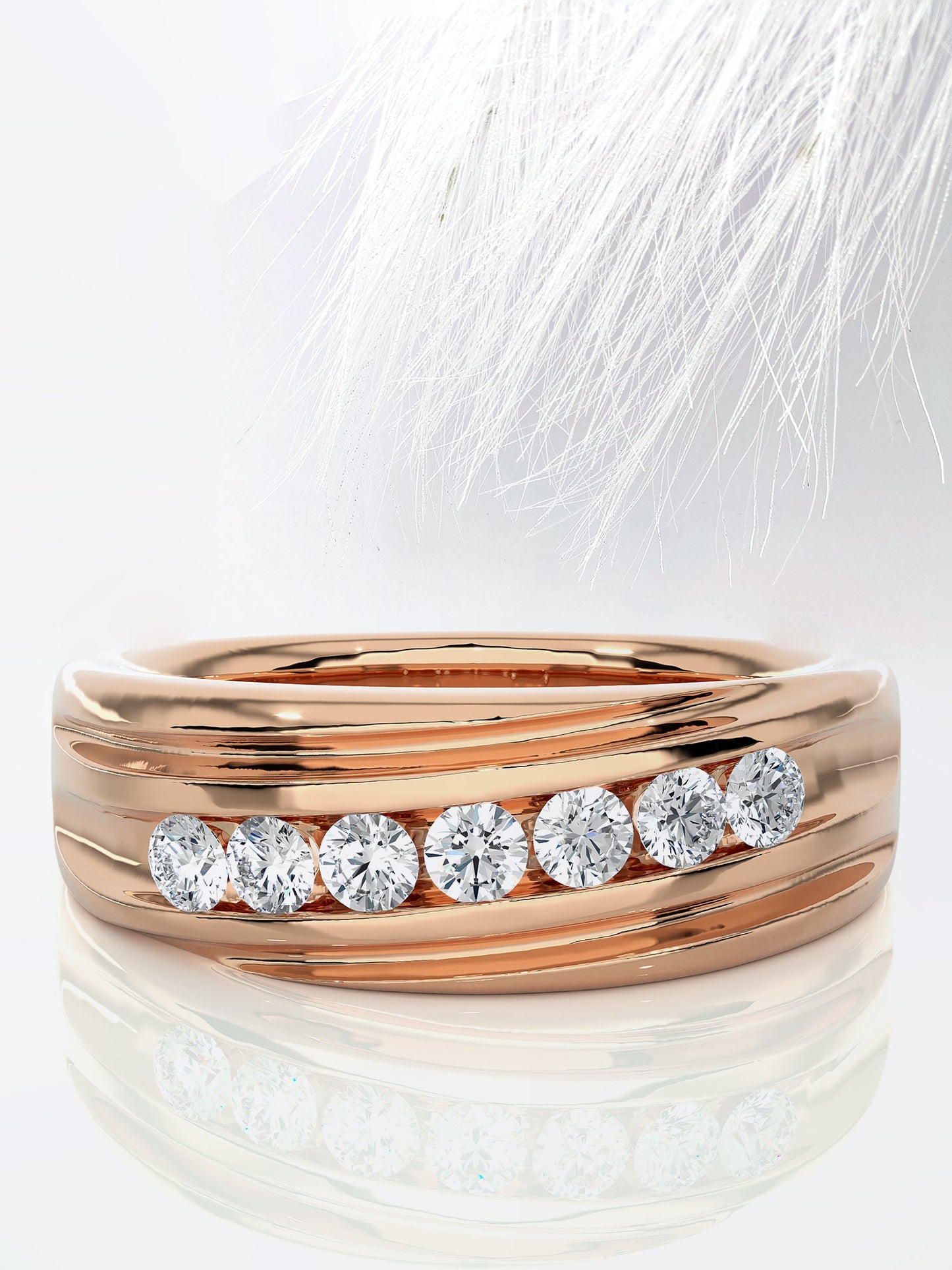 Round Shape Seven Stone Moissanite Men's Wedding Band