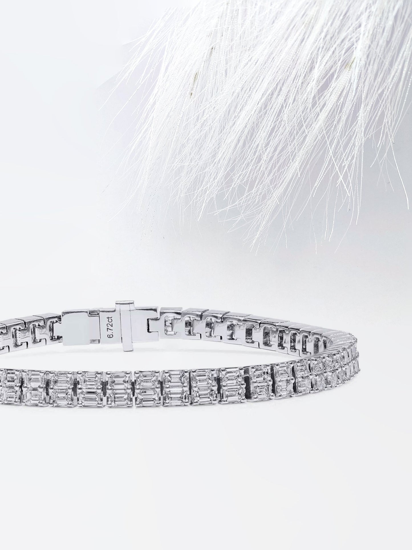 6.72ct Emerald Cut Two Row Tennis Moissanite Diamond Bracelet For Women