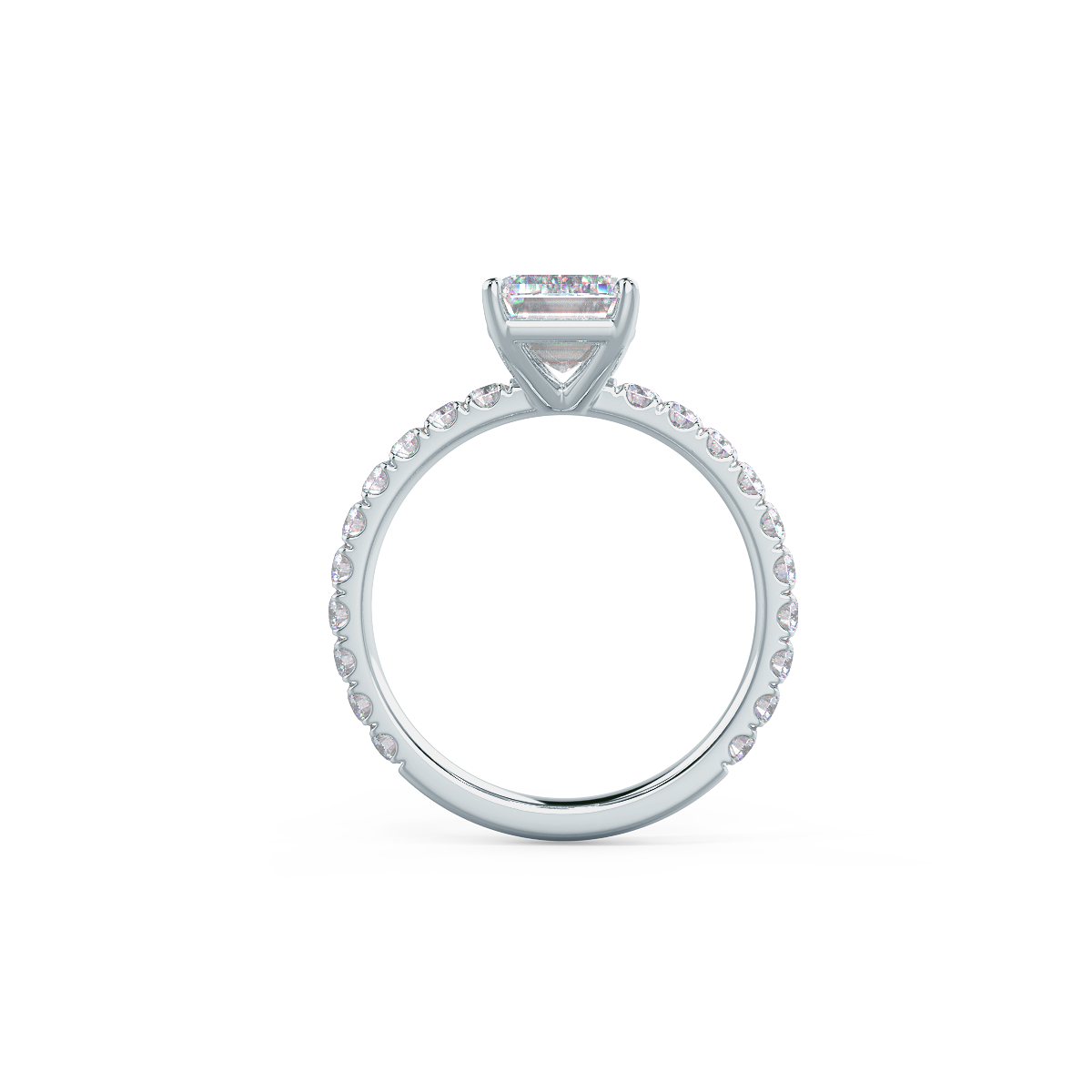 1.50CT Emerald Cut Moissanite Petite Pave Diamond Engagement Ring